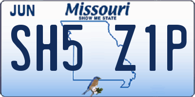 MO license plate SH5Z1P
