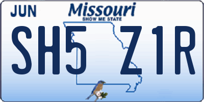 MO license plate SH5Z1R