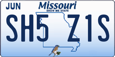 MO license plate SH5Z1S