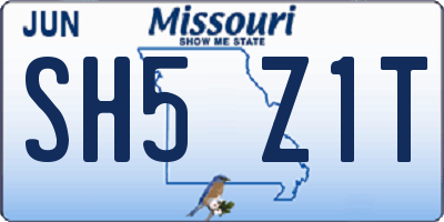 MO license plate SH5Z1T