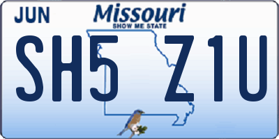 MO license plate SH5Z1U