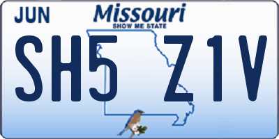 MO license plate SH5Z1V
