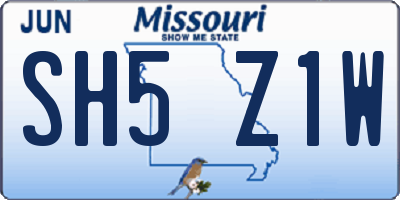 MO license plate SH5Z1W