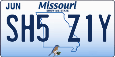 MO license plate SH5Z1Y