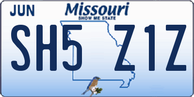 MO license plate SH5Z1Z