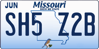 MO license plate SH5Z2B