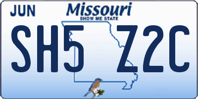 MO license plate SH5Z2C