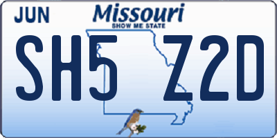 MO license plate SH5Z2D