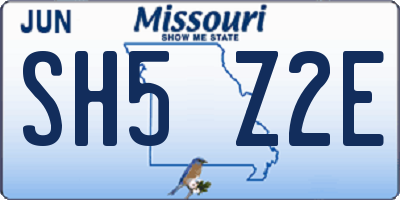 MO license plate SH5Z2E