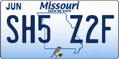 MO license plate SH5Z2F