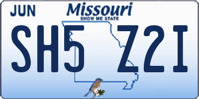 MO license plate SH5Z2I