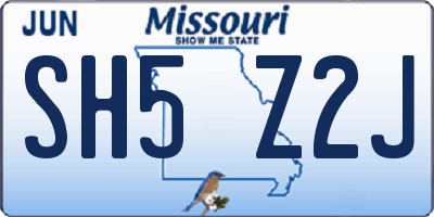 MO license plate SH5Z2J