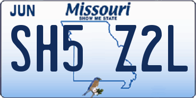 MO license plate SH5Z2L