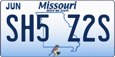 MO license plate SH5Z2S