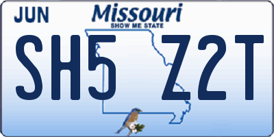 MO license plate SH5Z2T