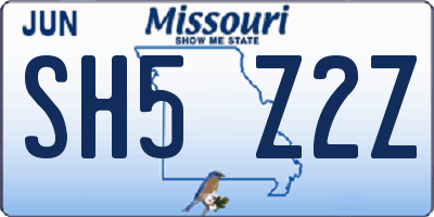 MO license plate SH5Z2Z