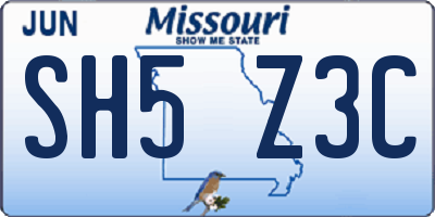 MO license plate SH5Z3C