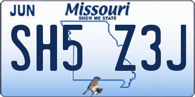 MO license plate SH5Z3J