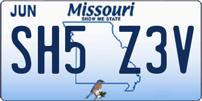 MO license plate SH5Z3V