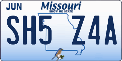 MO license plate SH5Z4A
