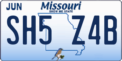 MO license plate SH5Z4B