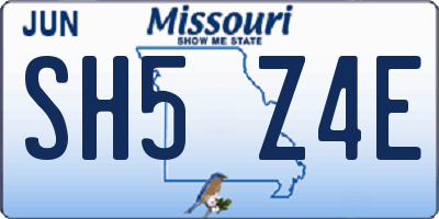 MO license plate SH5Z4E