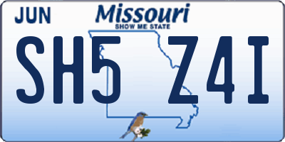 MO license plate SH5Z4I