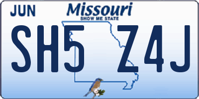 MO license plate SH5Z4J
