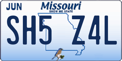 MO license plate SH5Z4L