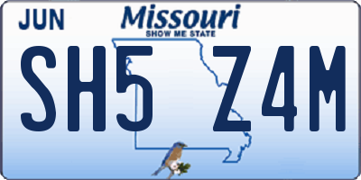 MO license plate SH5Z4M