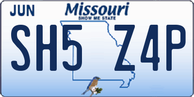 MO license plate SH5Z4P