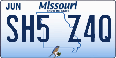 MO license plate SH5Z4Q