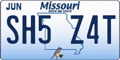 MO license plate SH5Z4T
