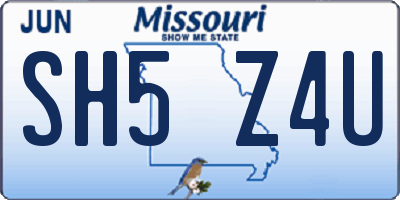 MO license plate SH5Z4U