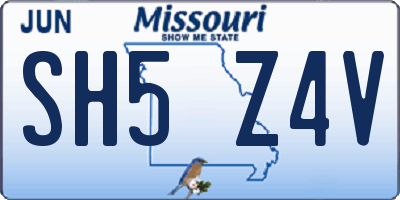MO license plate SH5Z4V