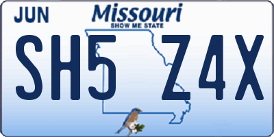 MO license plate SH5Z4X