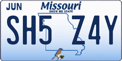 MO license plate SH5Z4Y
