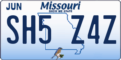 MO license plate SH5Z4Z