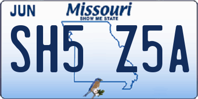 MO license plate SH5Z5A