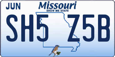 MO license plate SH5Z5B