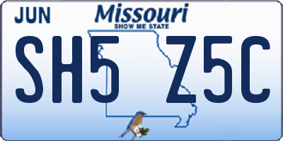 MO license plate SH5Z5C