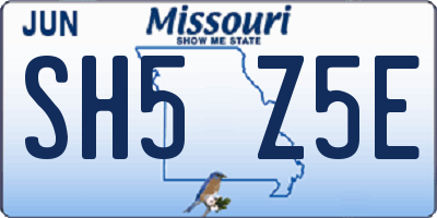 MO license plate SH5Z5E