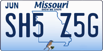 MO license plate SH5Z5G