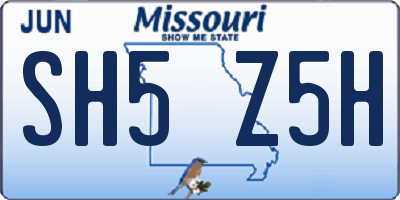 MO license plate SH5Z5H