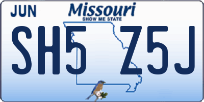 MO license plate SH5Z5J