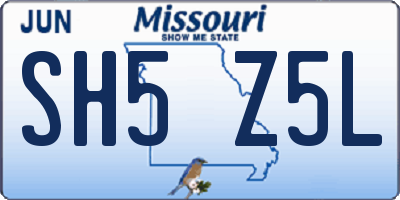 MO license plate SH5Z5L