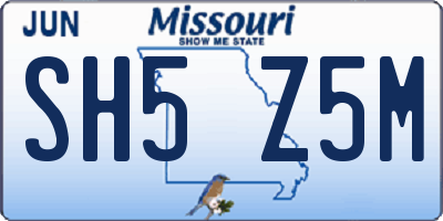 MO license plate SH5Z5M