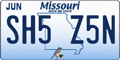 MO license plate SH5Z5N