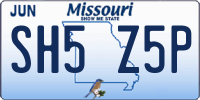 MO license plate SH5Z5P