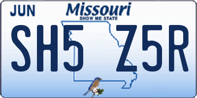 MO license plate SH5Z5R